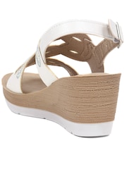 Pavers White Adjustable Wedge Heel Sandals - Image 4 of 5