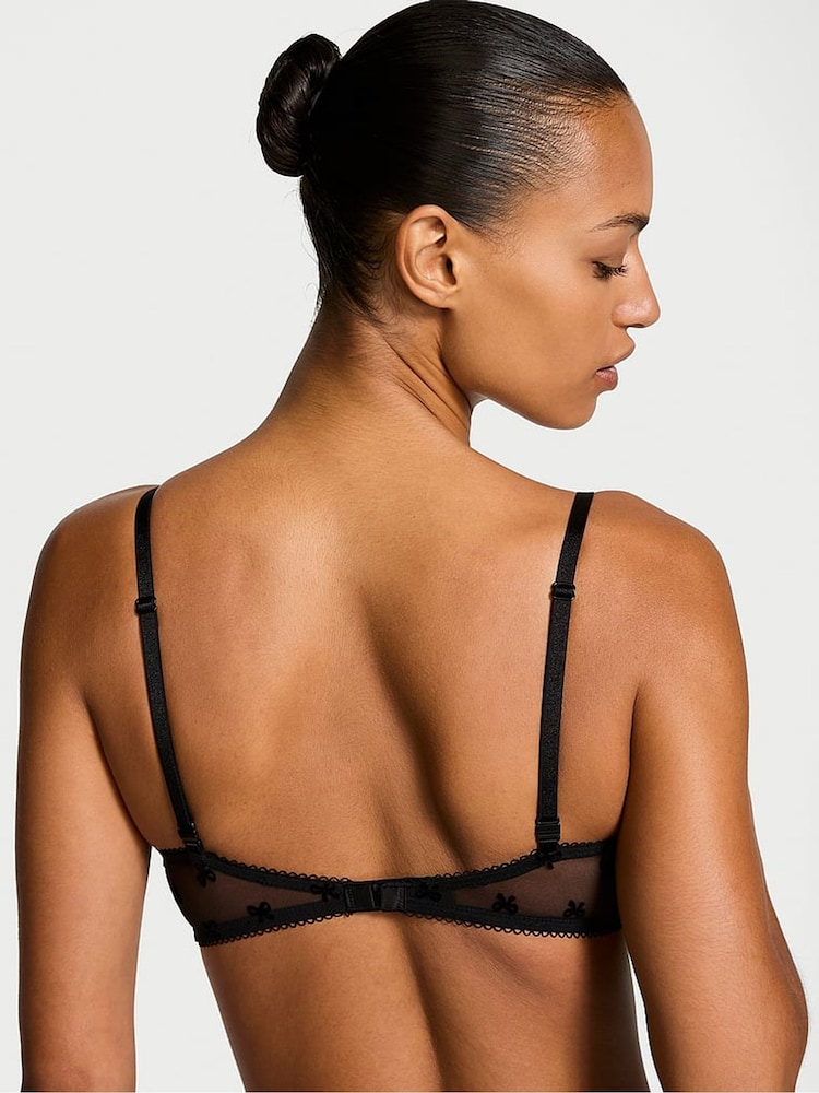 Victoria's Secret Black Bows Flocked Unlined Demi Bra - Image 2 of 3