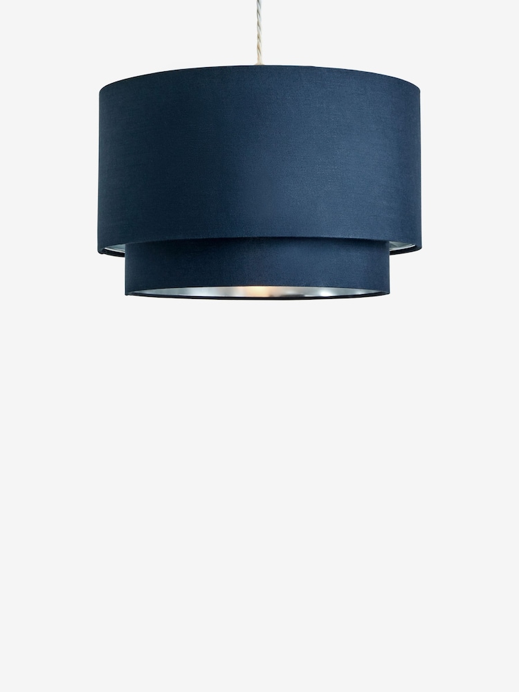 Navy Blue/Grey Rico Easy Fit Shade 2 Tier Ceiling Light - Image 5 of 5 Navy Blue/Grey Rico Easy Fit Shade 2 Tier Ceiling Light - Image 5 of 5