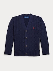Polo Ralph Lauren Jungen Strickjacke mit Zopfmuster, Marineblau, aus 100% Baumwolle - Bild 1 von 2