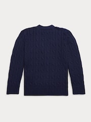 Polo Ralph Lauren Jungen Strickjacke mit Zopfmuster, Marineblau, aus 100% Baumwolle - Bild 2 von 2