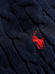 Mornarica - Polo Ralph Lauren Fant Cable Knit 100% Cotton klobuki in kape; pokrivala - Slika 2 iz 4