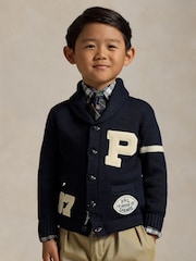 Polo Ralph Lauren oblačila Navy 100% Cotton Letterman pletena jopa - Slika 1 iz 4