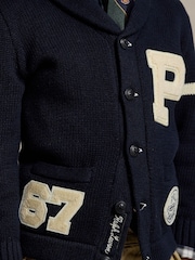 Polo Ralph Lauren oblačila Navy 100% Cotton Letterman pletena jopa - Slika 2 iz 4