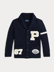 Polo Ralph Lauren oblačila Navy 100% Cotton Letterman pletena jopa - Slika 3 iz 4