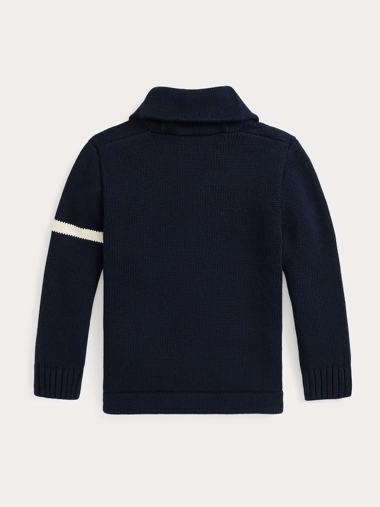 Polo Ralph Lauren oblačila Navy 100% Cotton Letterman pletena jopa - Slika 4 iz 4