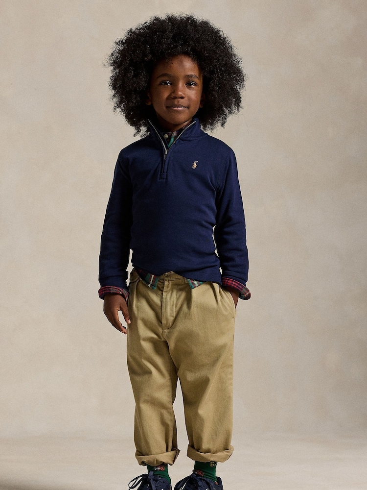 Polo Ralph Lauren Navy Boys Quarter Zip Sweatshirt - Image 2 of 5 Polo Ralph Lauren Navy Boys Quarter Zip Sweatshirt - Image 2 of 5