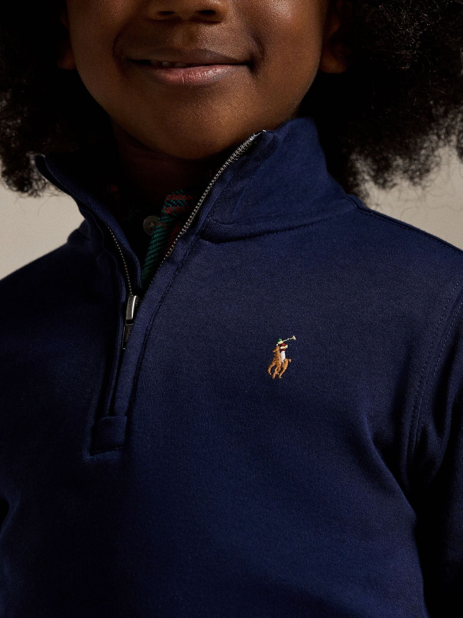 Sat n al Lacivert Polo Ralph Lauren Erkek cocuk Gri 100 Pamuk Ceyrek Fermuar Sweatshirt Next Turkey sitesinden