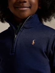 Polo Ralph Lauren Navy Boys Quarter Zip Sweatshirt - Image 5 of 5