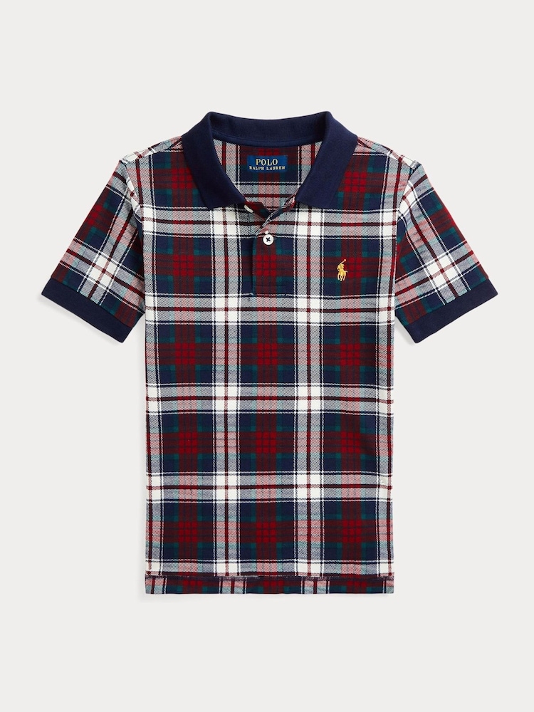 Polo Ralph Lauren Boys Red Tartan 100% Cotton Check Polo Shirt - Image 1 of 2