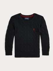 Polo Ralph Lauren Black Boys Cable Knit Jumper - Image 1 of 2