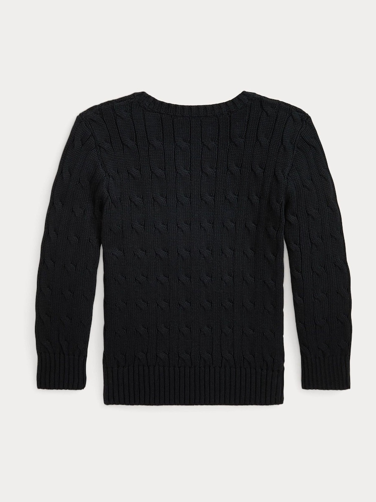 Polo Ralph Lauren Black Boys Cable Knit Jumper - Image 2 of 2