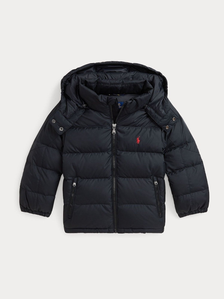 Polo Ralph Lauren Boys Ripstop Down Hooded Black Jacket - Image 2 of 5