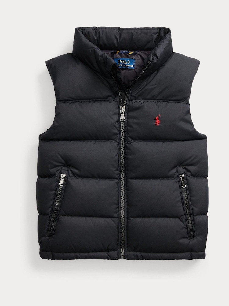 Schwarze Ripstop-Daunenweste für Jungen von Polo Ralph Lauren - Bild 1 von 5