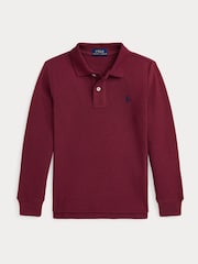 Polo Ralph Lauren Boys Burgundy Red Long Sleeve 100% Cotton Polo Shirt - Image 1 of 2