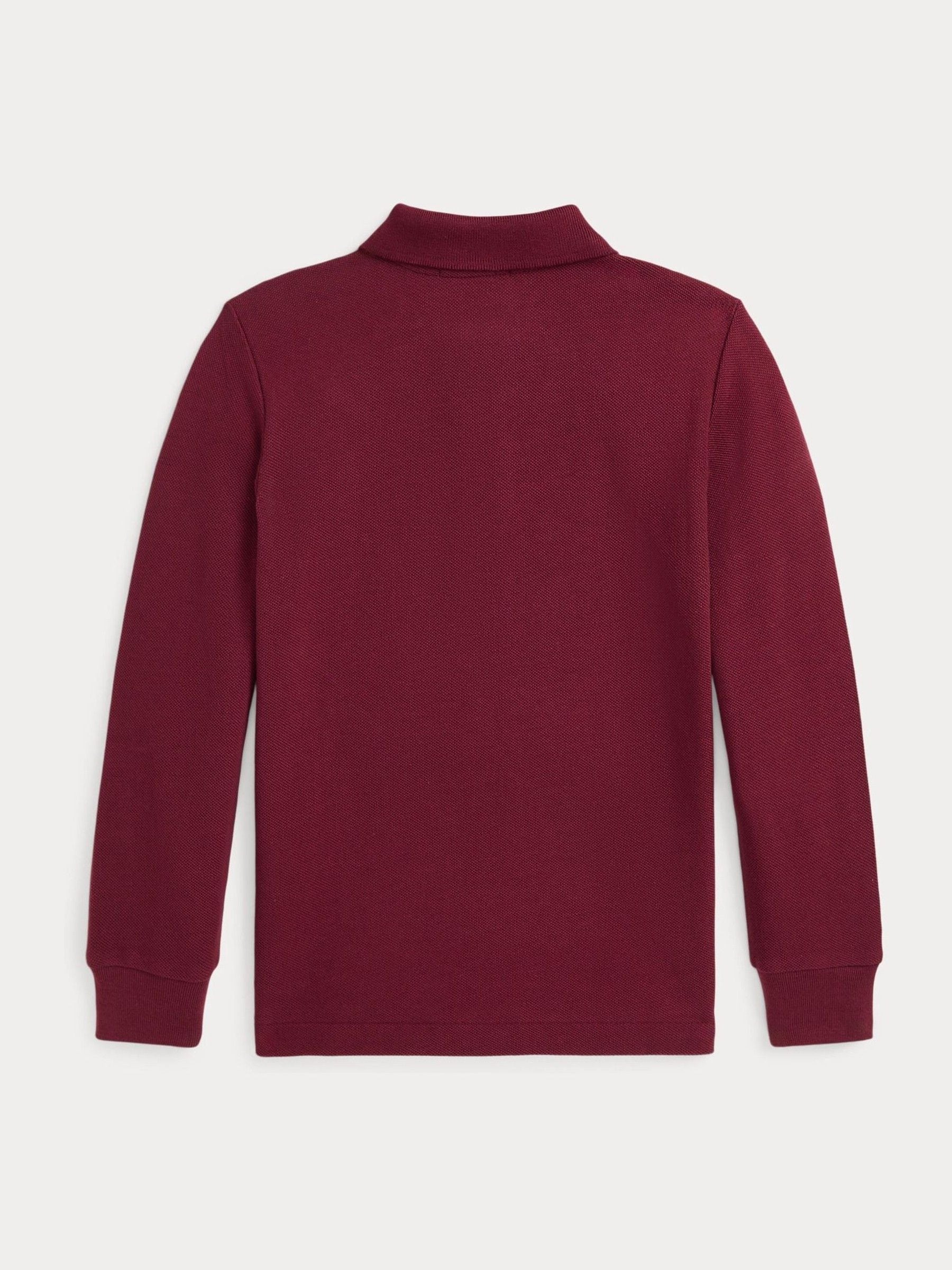 Polo Ralph Lauren Boys Burgundy Red Long Sleeve 100 Cotton Polo Shirt