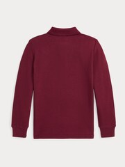 Polo Ralph Lauren Boys Burgundy Red Long Sleeve 100% Cotton Polo Shirt - Image 2 of 2