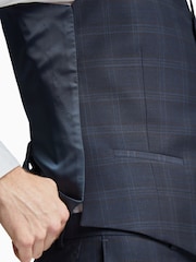 Ted Baker Tailoring Blue/Rust Textured Check Slim Fit Waistcoat - Image 2 of 2