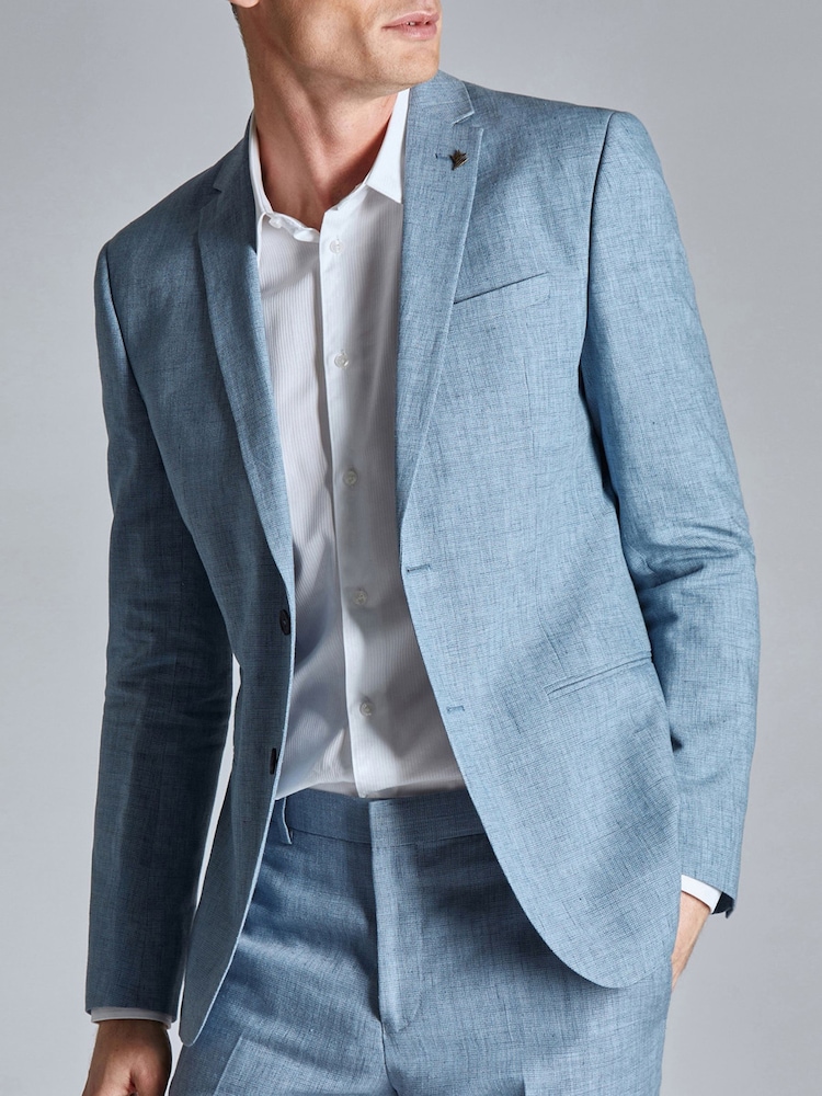 Ted Baker Tailoring Blue Hydra Linen Slim Fit Jacket - Image 1 of 4 Ted Baker Tailoring Blue Hydra Linen Slim Fit Jacket - Image 1 of 4