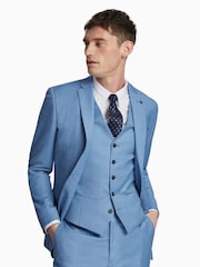 Ted Baker Tailoring Blue Draco Sharkskin Slim Fit Jacket - Image 1 of 5