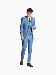 Ted Baker Tailoring Blue Draco Sharkskin Slim Fit Jacket - Image 2 of 5