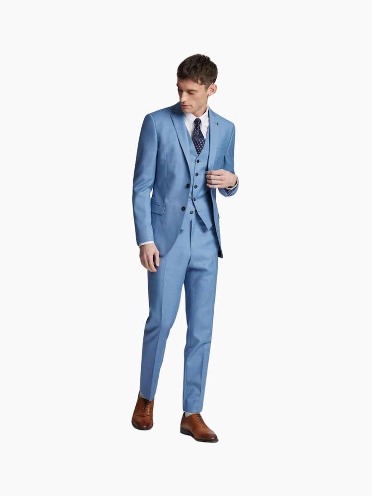 Ted Baker Tailoring Blue Draco Sharkskin Slim Fit Jacket - Image 2 of 5