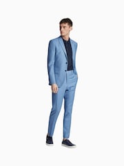 Ted Baker Tailoring Blue Draco Sharkskin Slim Fit Jacket - Image 4 of 5