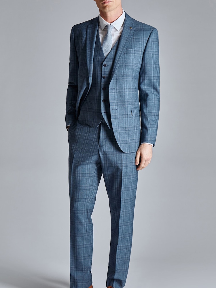 Ted Baker Tailoring Large Blue Alder Check Slim Fit Jacket - Image 2 of 6 Ted Baker Tailoring Large Blue Alder Check Slim Fit Jacket - Image 2 of 6