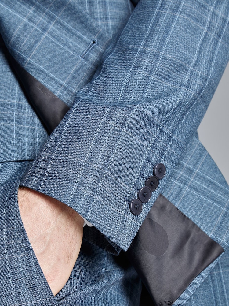 Ted Baker Tailoring Large Blue Alder Check Slim Fit Jacket - Image 5 of 6