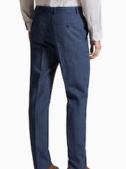 Ted Baker Tailoring Blue Octant Puppytooth Linen Blend Overcheck Regular Fit Trousers - Image 2 of 4