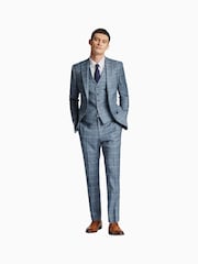 Ted Baker Tailoring Blue Tonal Check Slim Fit Jacket - Image 2 of 6