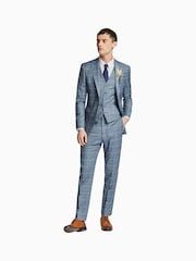 Ted Baker Tailoring Blue Tonal Check Slim Fit Jacket - Image 3 of 6