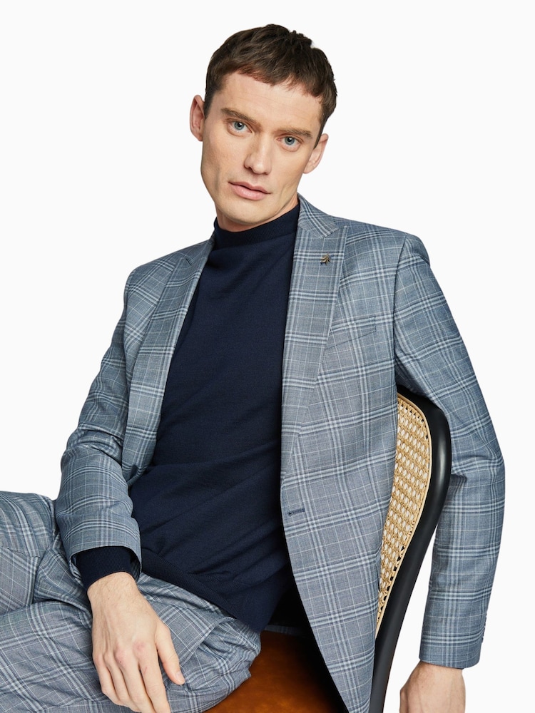 Ted Baker Tailoring Blue Tonal Check Slim Fit Jacket - Image 6 of 6