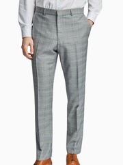Ted Baker Tailoring Grey Prince of Wales Check Slim Fit Trousers - Image 1 of 2