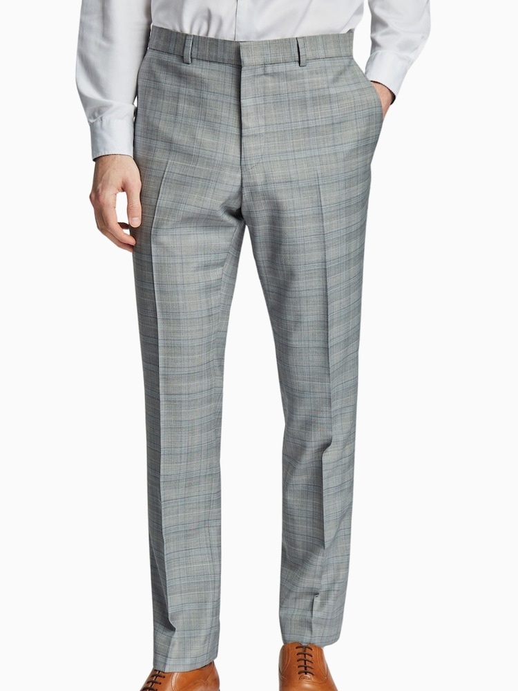 Ted Baker Tailoring Grey Prince of Wales Check Slim Fit Trousers - Image 1 of 2