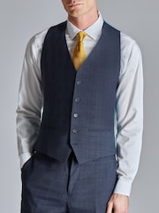 Ted Baker Tailoring Ara slim fit gilet in blauwe geruite textuurstof - Image 1 of 4