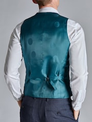 Ted Baker Tailoring Ara slim fit gilet in blauwe geruite textuurstof - Image 2 of 4