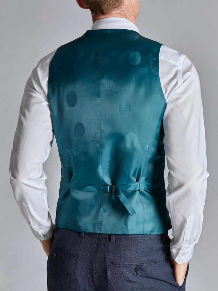 Ted Baker Tailoring Ara slim fit gilet in blauwe geruite textuurstof - Image 2 of 4