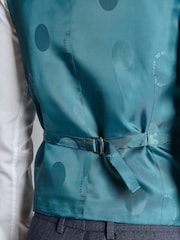 Ted Baker Tailoring Ara slim fit gilet in blauwe geruite textuurstof - Image 3 of 4