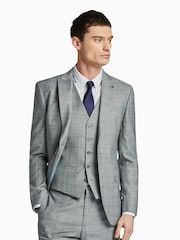 Серая приталенная куртка в клетку с принтом принца Уэльского Ted Baker Tailoring - Изображение 1 из 5