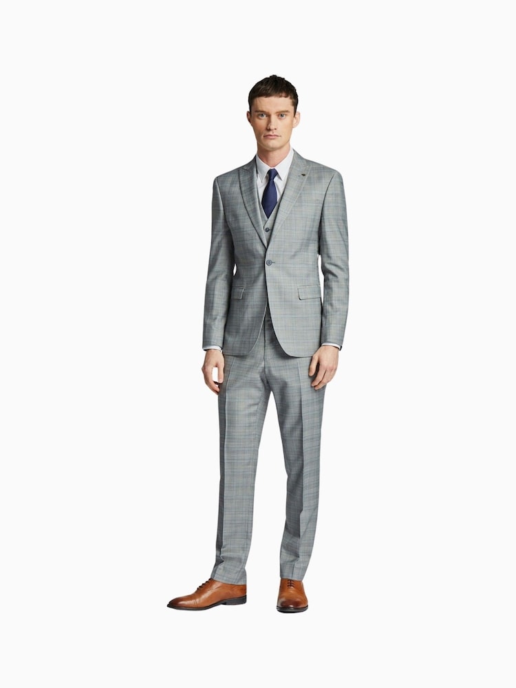 Серая приталенная куртка в клетку с принтом принца Уэльского Ted Baker Tailoring - Изображение 2 из 5