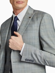 Серая приталенная куртка в клетку с принтом принца Уэльского Ted Baker Tailoring - Изображение 5 из 5