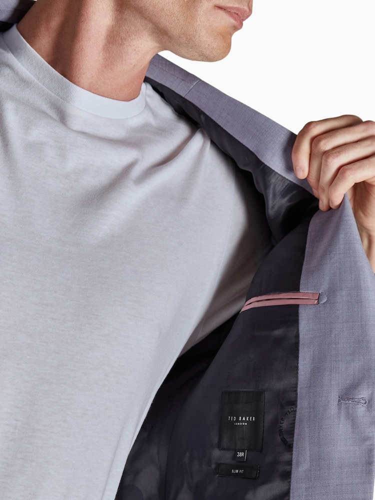 Ted Baker Tailoring Purple Mauve Tucana Sharkskin Slim Fit Jacket - Image 4 of 4