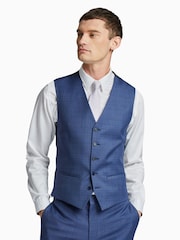 Ted Baker Tailoring Blue Volan Subtle Check Slim Fit Waistcoat - Image 1 of 2