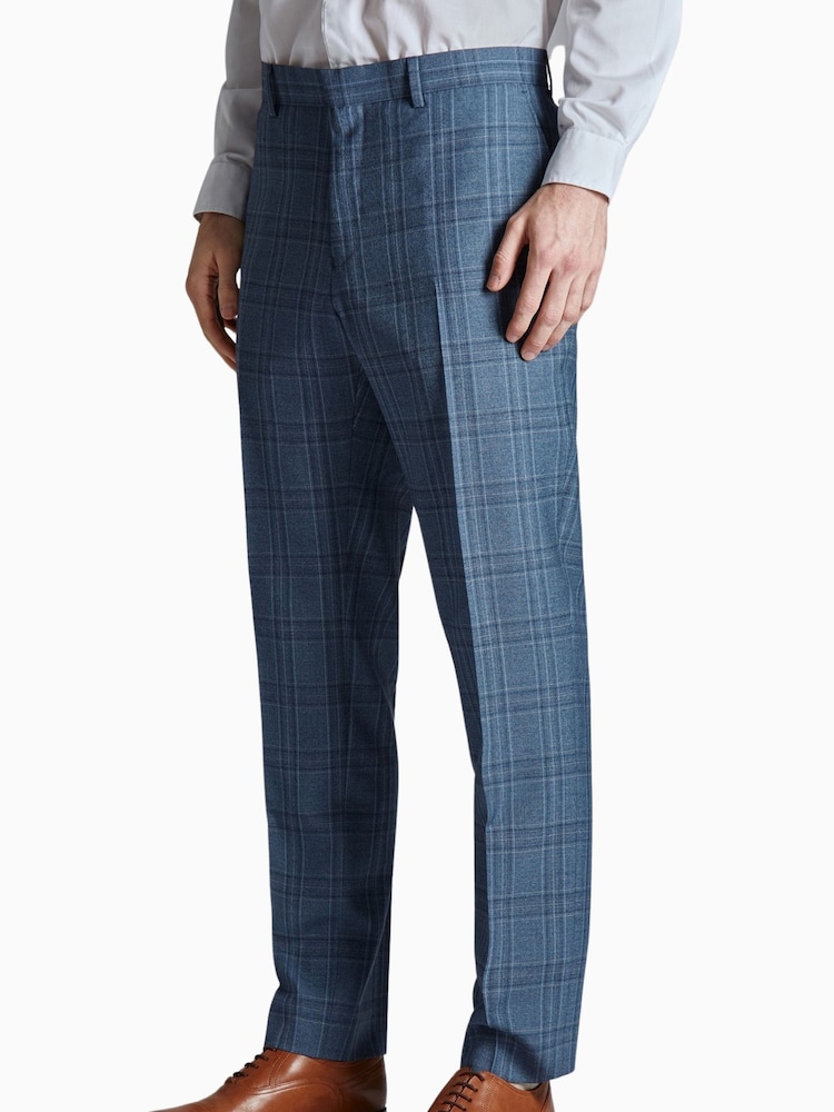 Ted Baker Tailoring Large Blue Alder Check Slim Fit Trousers - Image 1 of 4