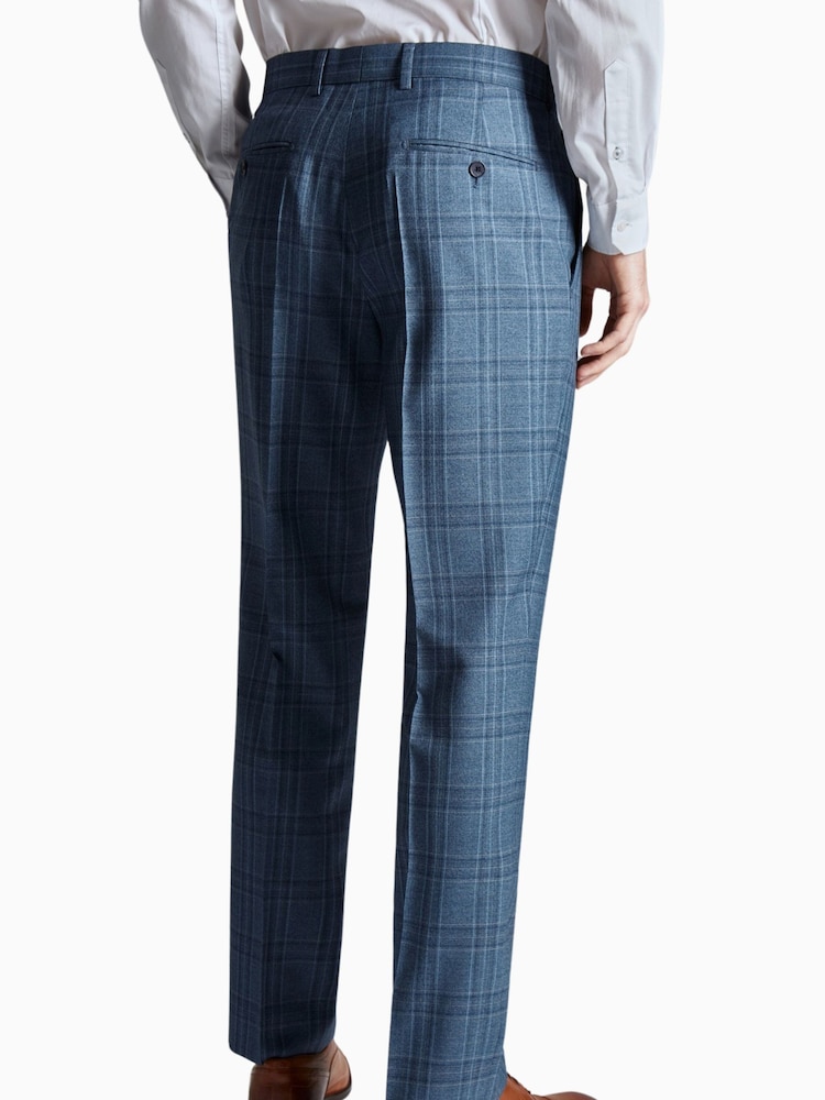 Ted Baker Tailoring Large Blue Alder Check Slim Fit Trousers - Image 2 of 4