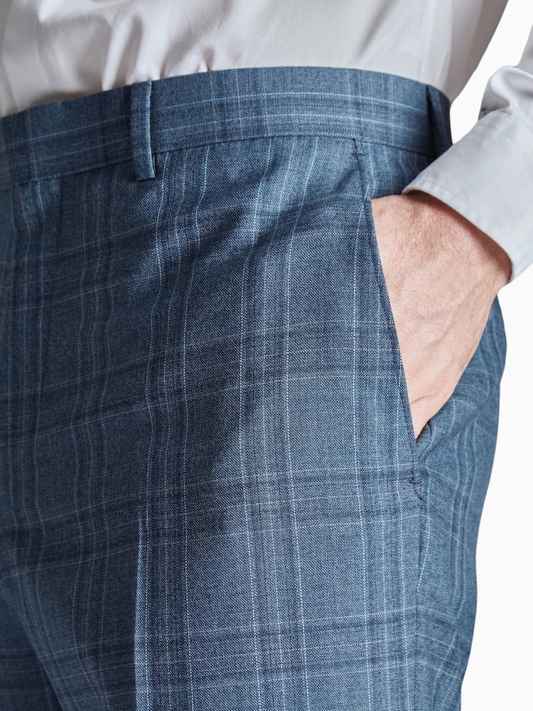 Ted Baker Tailoring Large Blue Alder Check Slim Fit Trousers - Image 3 of 4