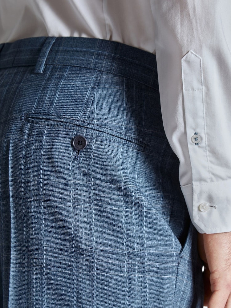 Ted Baker Tailoring Large Blue Alder Check Slim Fit Trousers - Image 4 of 4