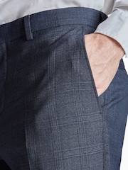 Ted Baker Tailoring Blue Ara Textured Check Slim Fit Trousers - Image 3 of 4