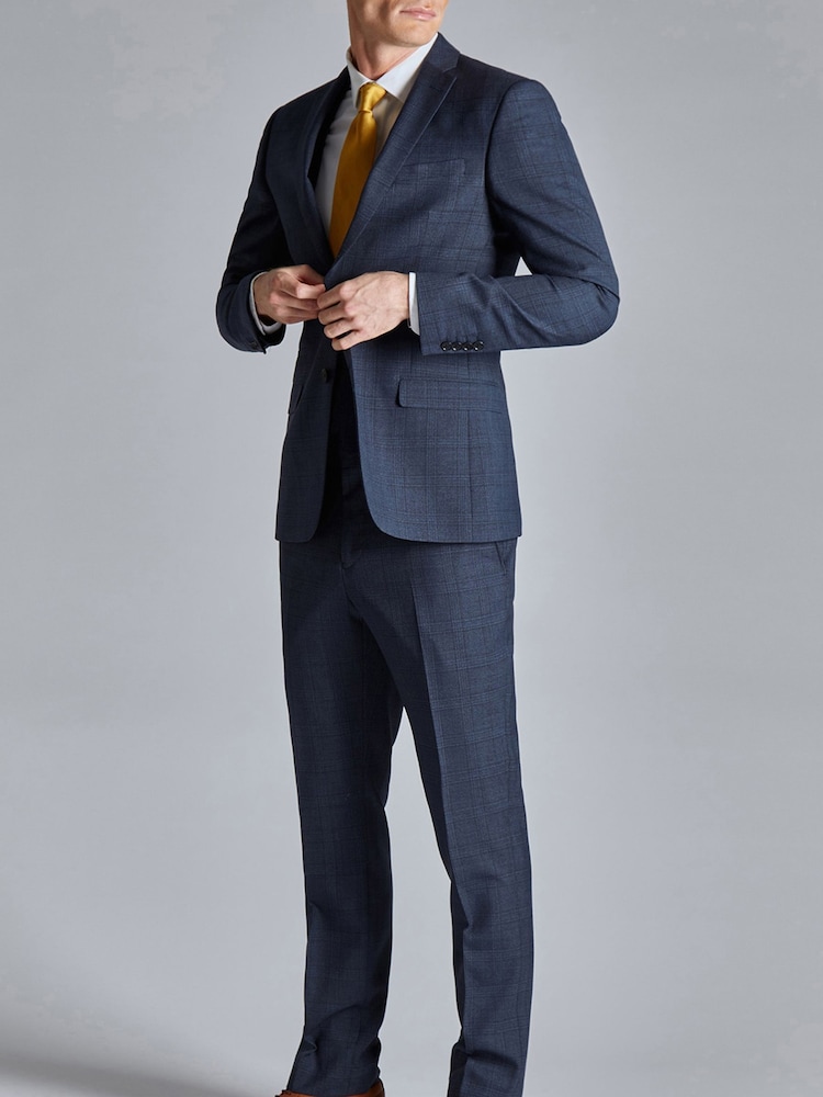 Ted Baker Tailoring Blue Ara Textured Check Slim Fit Jacket - Image 2 of 6 Ted Baker Tailoring Blue Ara Textured Check Slim Fit Jacket - Image 2 of 6